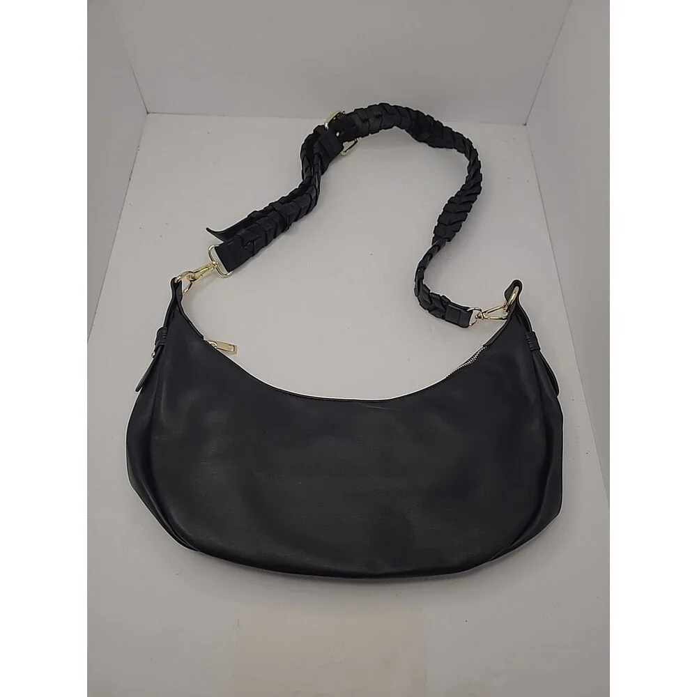 Zola Black Purse Vegan Leather Crescent Crossbody or Shoulder Bag Jules Kae.